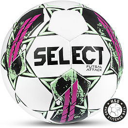 Мяч футзал. SELECT Futsal Attack V22 Grain, 1073460009, р.4, 32п, ПУ, руч.сш, бел-зел-фиол