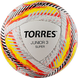Мяч футб. TORRES Junior-3 Super HS, F320303, р.3,вес 280-310 г,ПУ,4 сл, 16 п,руч.сш,бел-кра-жел