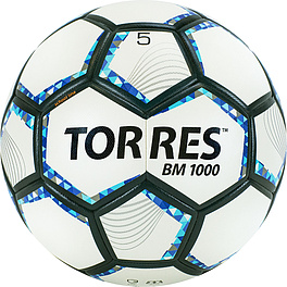 Мяч футб. TORRES BM 1000, F320625, р.5, 32 панел., мягкий PU, термосшивка, бел-серебр-син.